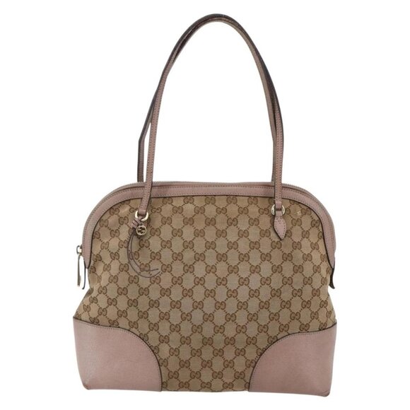 GUCCI GG Canvas Shoulder Bag Beige Gold Auth - Picture 2 of 16